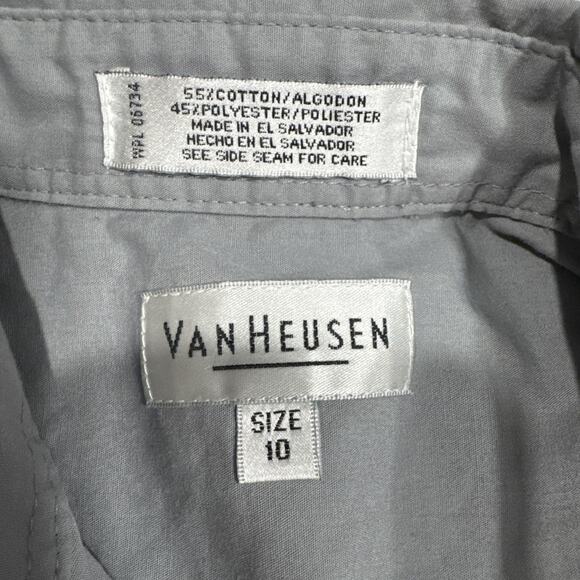 VAN HEUSEN Boys Gray Button Up Dress Shirt Long Sleeve Size 10 Party Formal - Picture 4 of 10